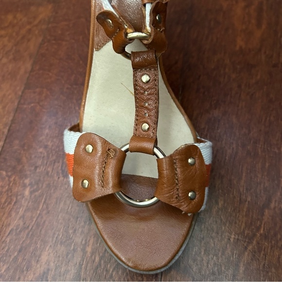 Michael Michael Kors Seaport T-Strap Brown and Orange Women's Heels, Size 8 - Picture 7 of 13